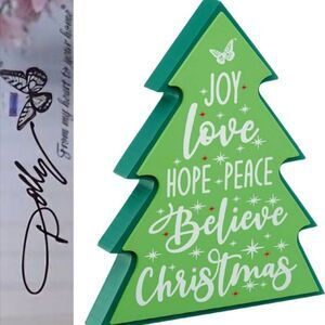Dolly Parton Christmas Tree Shaped Word Block Decoration